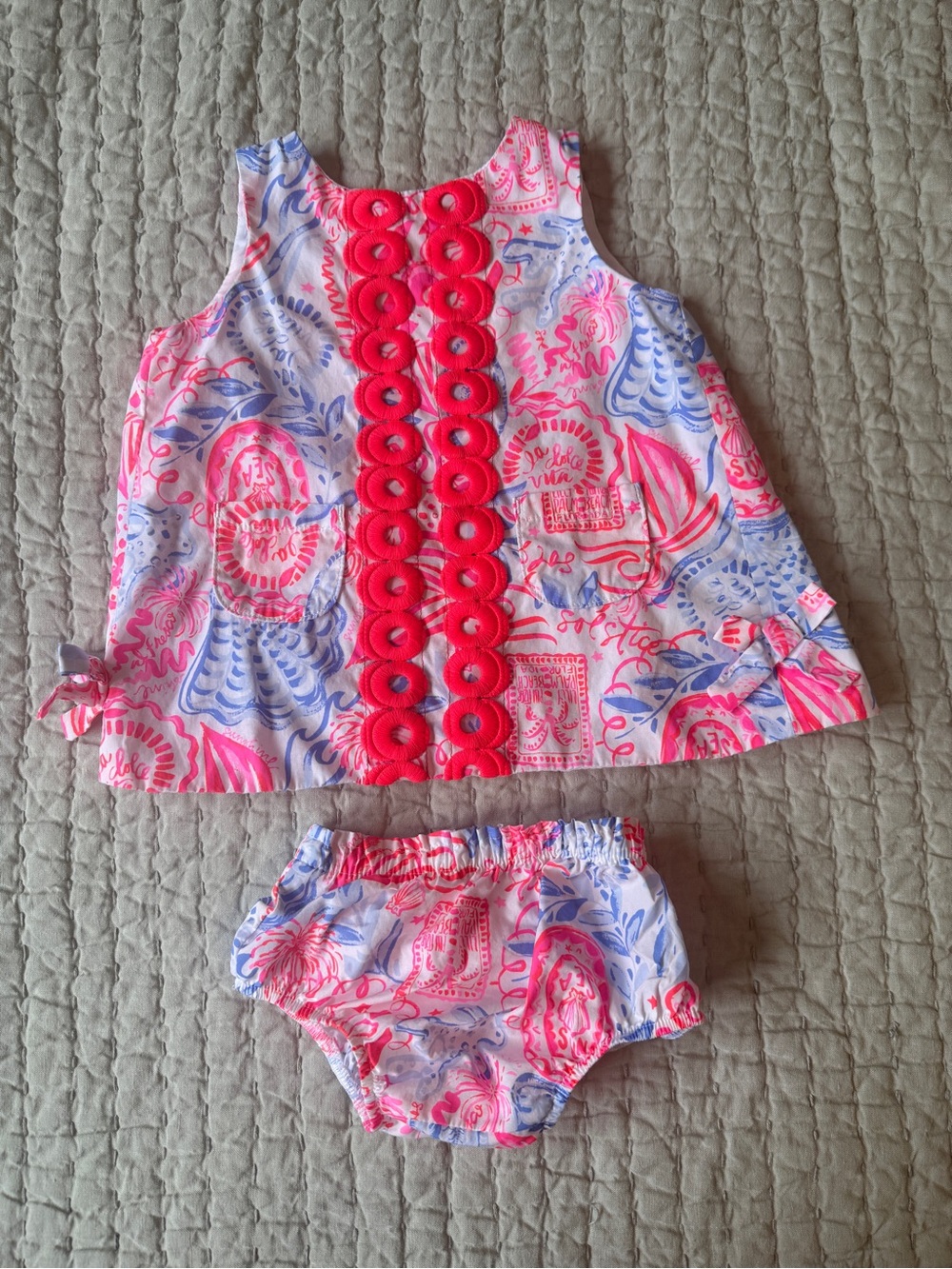 Lilly Pulitzer Baby Lilly Cotton Shift Dress with Bloomers 6-12m